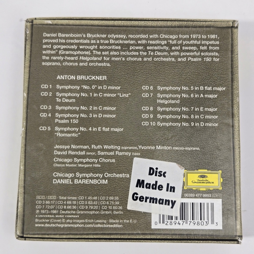Bruckner 10 Symphonies Barenboim Chicago Symphony DG 10 CD Box Set Collectors - Picture 2 of 9